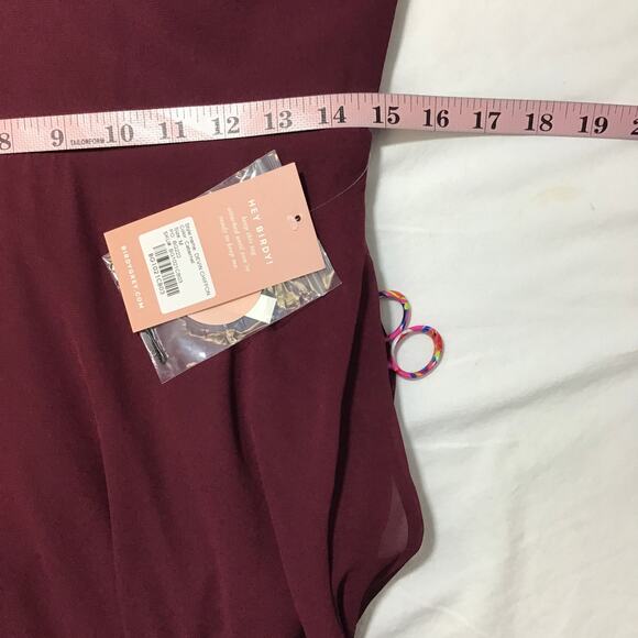 BIRDY GREY SZ M Burgundy Cabernet V-Neck Devin Bridesmaid Maxi Dress NWT B62 - Picture 7 of 10